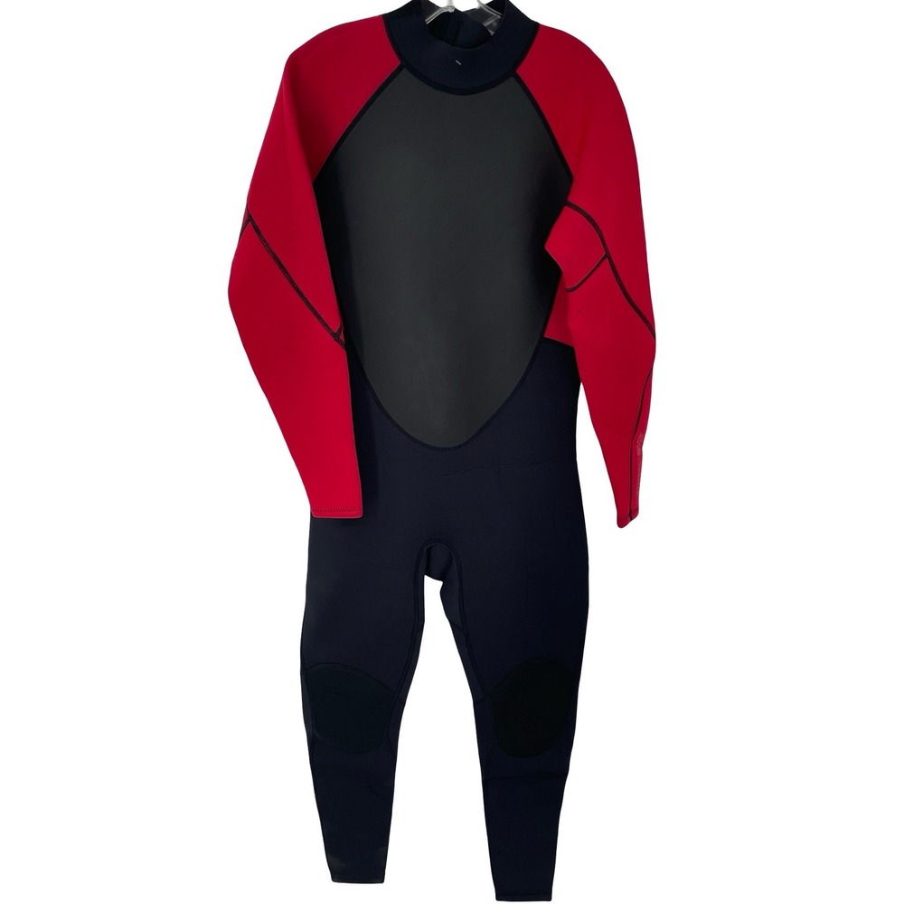 REALON Mens Wetsuit Full Body Scuba Diving Black Red Neoprene 2XL